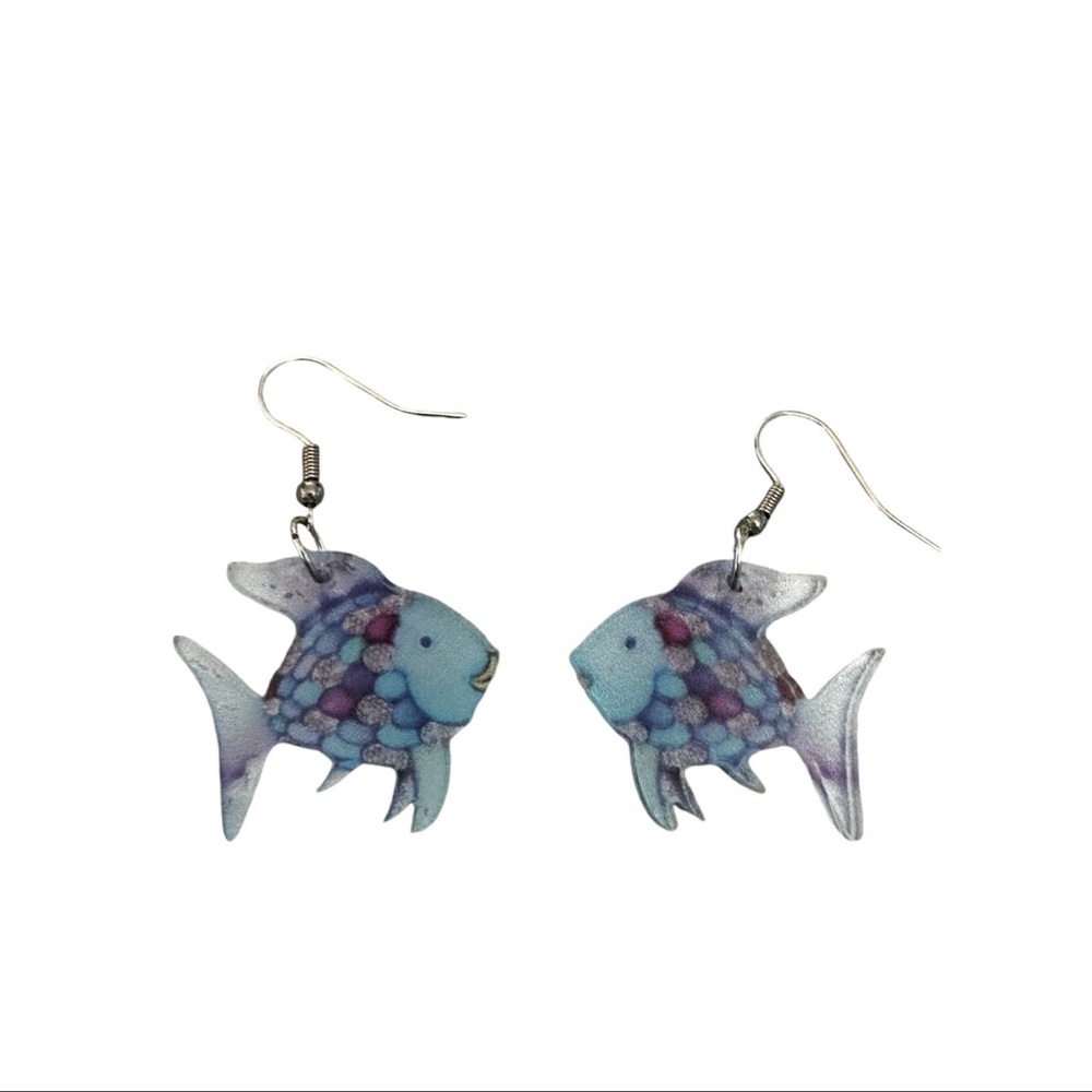 Fish-Shaped Earrings - Blue and Purple